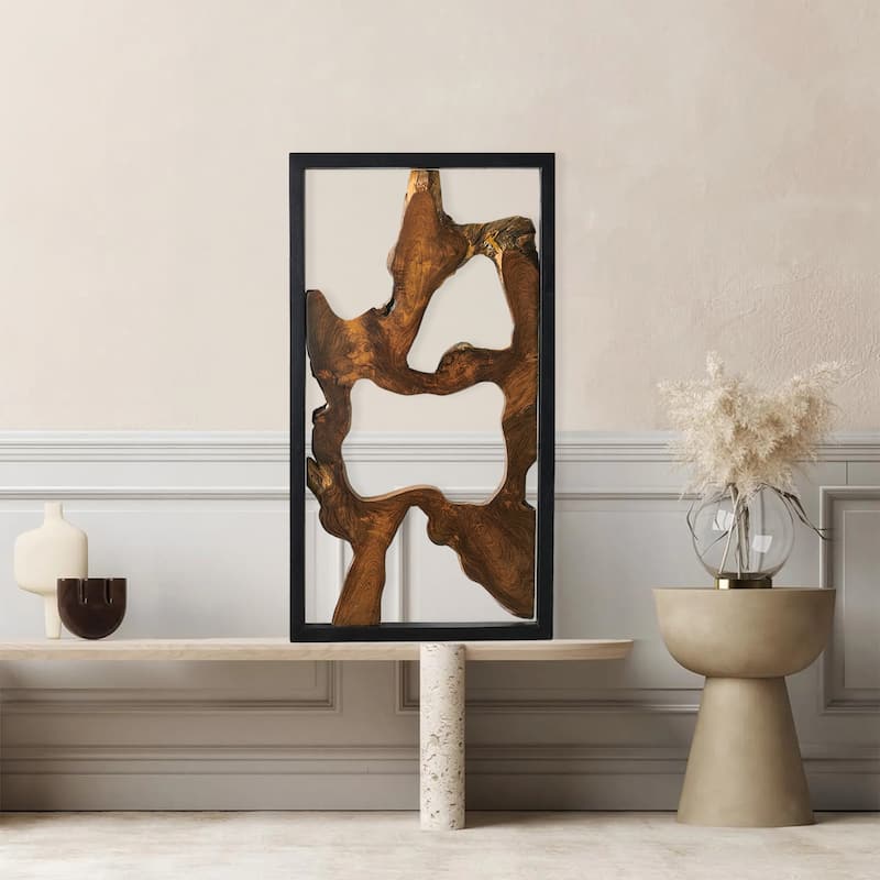 Greenage Teak Wall Decor Natural Live Edge Hanging Art Sculpture