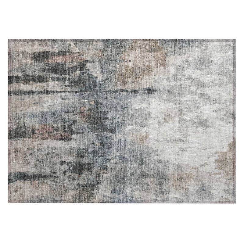 Machine Washable Indoor/ Outdoor Abstract Modern Chantille Rug