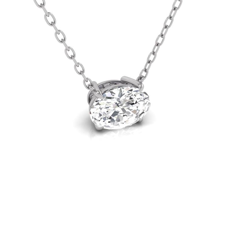 Marquee Lab Grown 1/2 Carat Floating Oval Diamond Solitaire Pendant in 14K White Gold