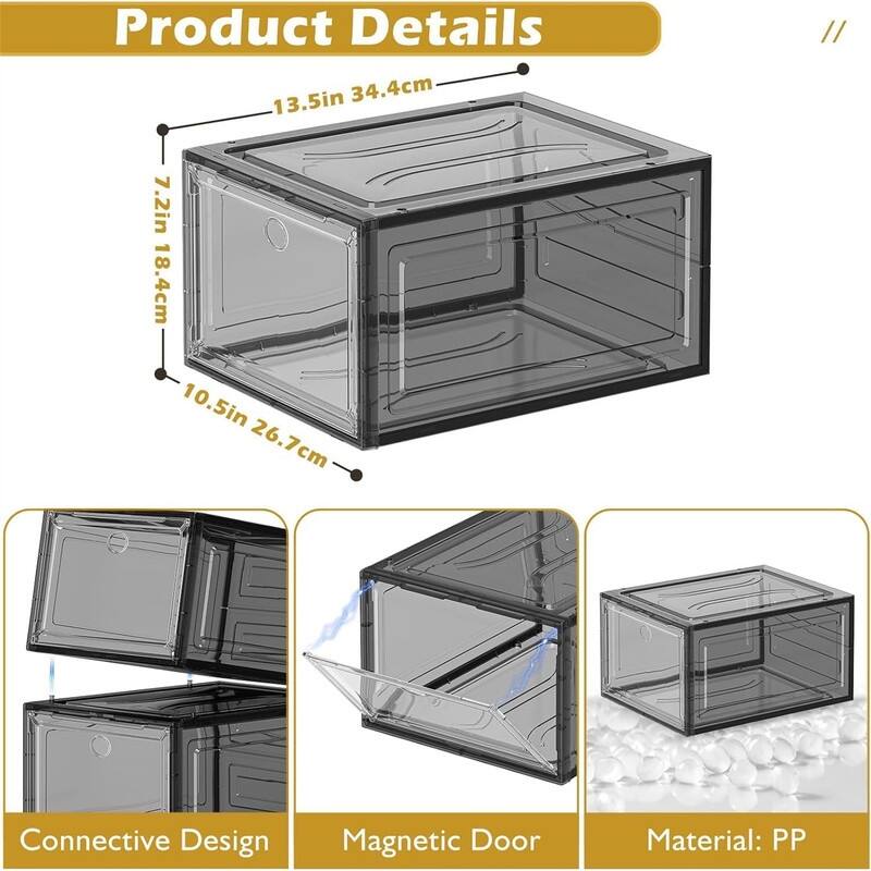 Clear Shoe Storage Organizer with Magnetic Door