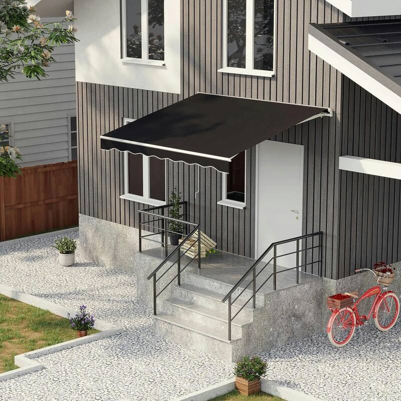 10'x8' Electric Retractable Awning,Remote Controller and Manual Crank