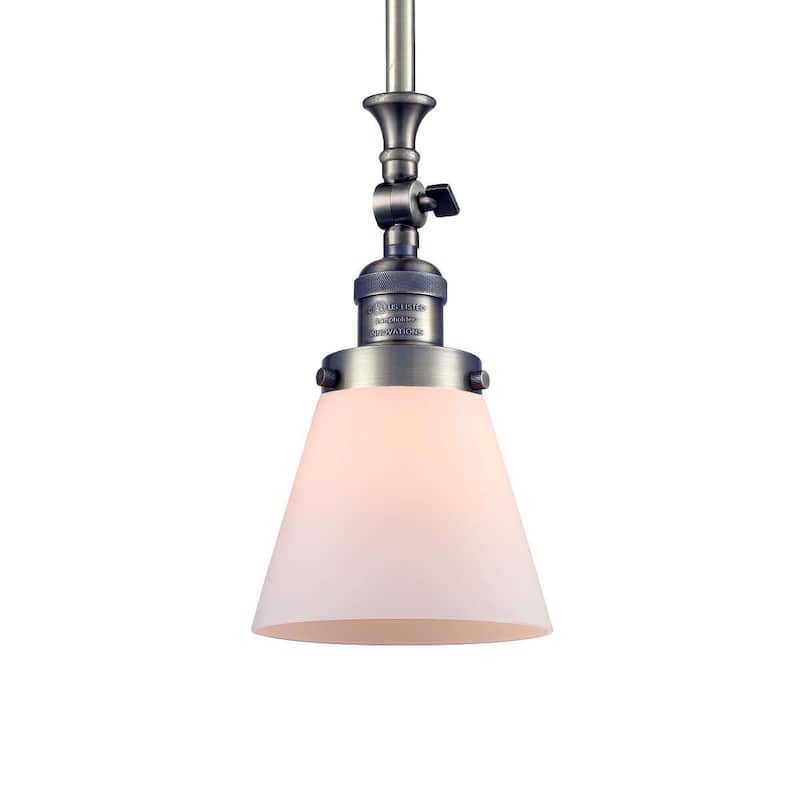 Innovations Lighting Small Cone 6" Wide Adjustable Mini Pendant - Antique Brass / Matte White Cased