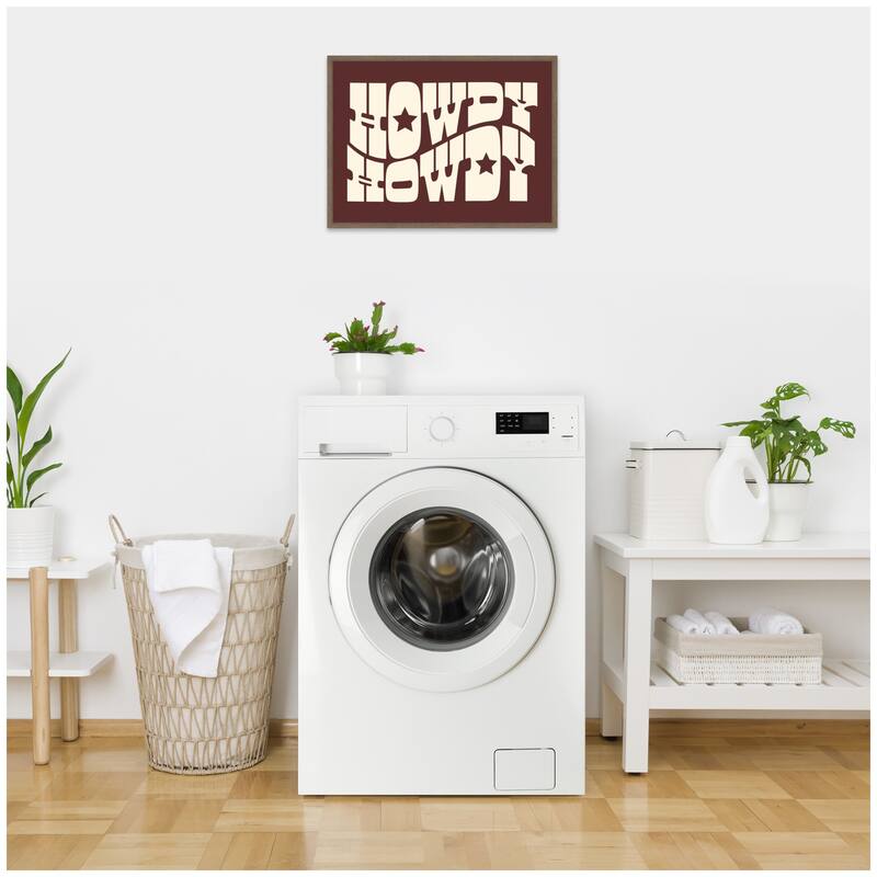 Kate and Laurel Howdy Burgundy (28x38in) by Honey Island Studio Framed Canvas Wall Art Print