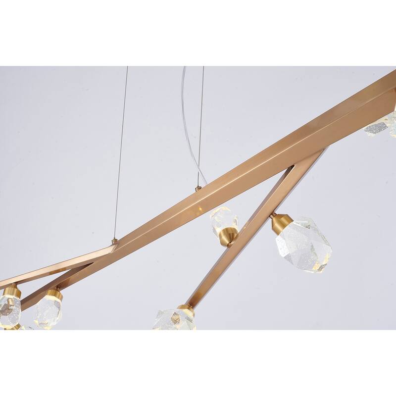 Modern Crystal Chandelier - Long Hanging Light Fixture for Dining Room, Living Room - 13.4