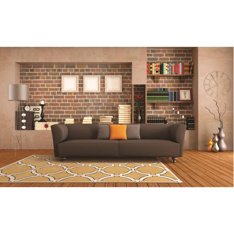 Tufted Geo Gold Polyester Rug