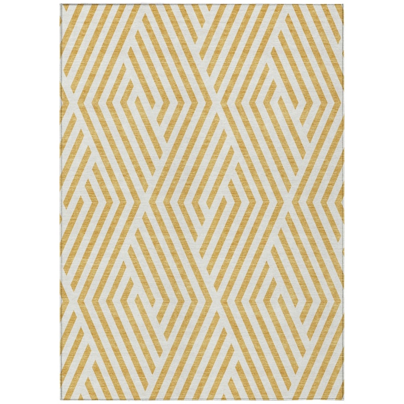 Machine Washable Indoor/ Outdoor Modern Diamonds Chantille Rug