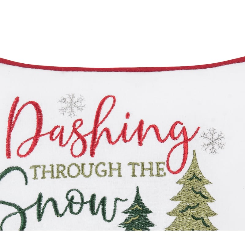 Dashing Through The Snow Small Christmas Accent Pillow, 10" x 10"