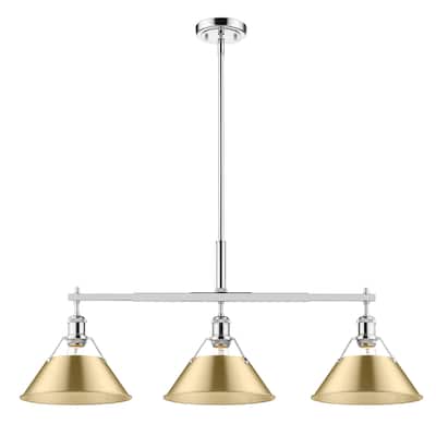 Orwell 3-Light Linear Pendant in Chrome with Brushed Champagne Bronze - Silver