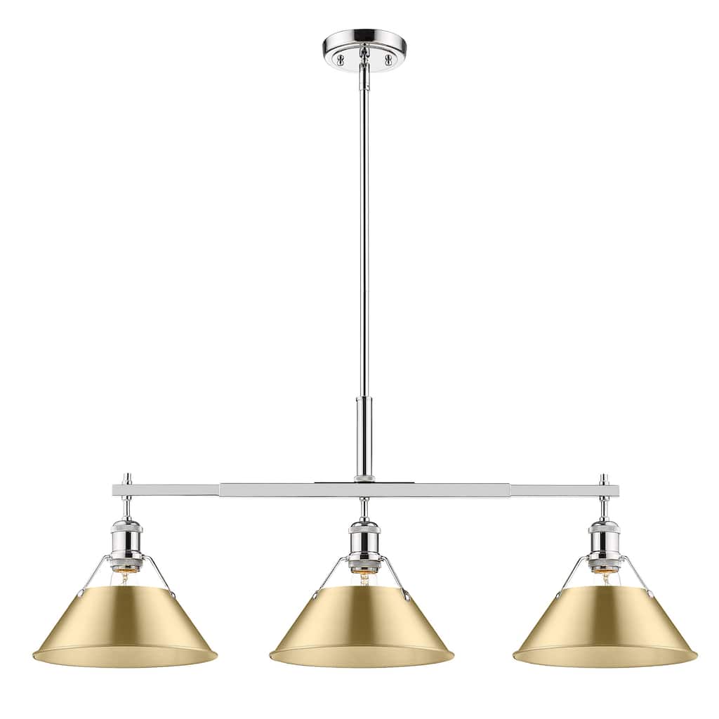 Yep by Golden Lighting Orwell 3-light Island Light in Chrome and Brushed Champagne Brass shade - Silver