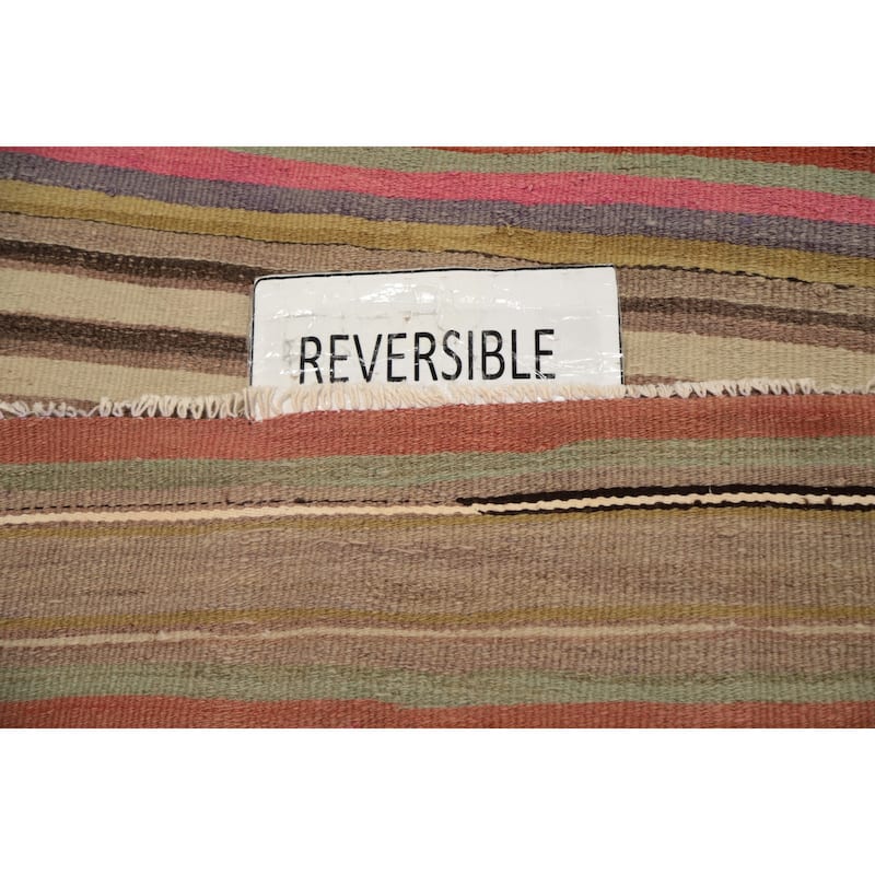 Hand Woven Oriental 100% Wool Carpet Southwestern Tribal Multi-Colored Kilim Area Rug - 8' 2'' X 5' 5''