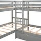 preview thumbnail 10 of 24, Twin Over Twin Size L-Shaped Bunk Bed with 2 Upper Bed and 2 Bottom Beds, Wooden Bunk Bed with Drawers, Ladder and Guardrails