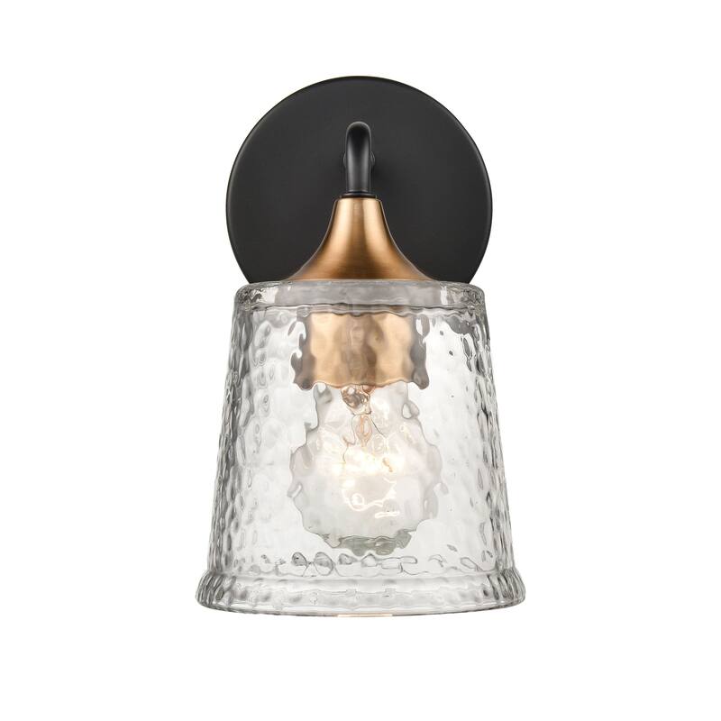 Elk Home Hamy Matte Black With Hammered Glass Vanity Light - 5''