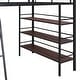 preview thumbnail 11 of 20, Full Size Metal Loft Bed with 3 Layers of Shelves and Desk, Modern Stylish Metal Frame Loft Bed with Whiteboard