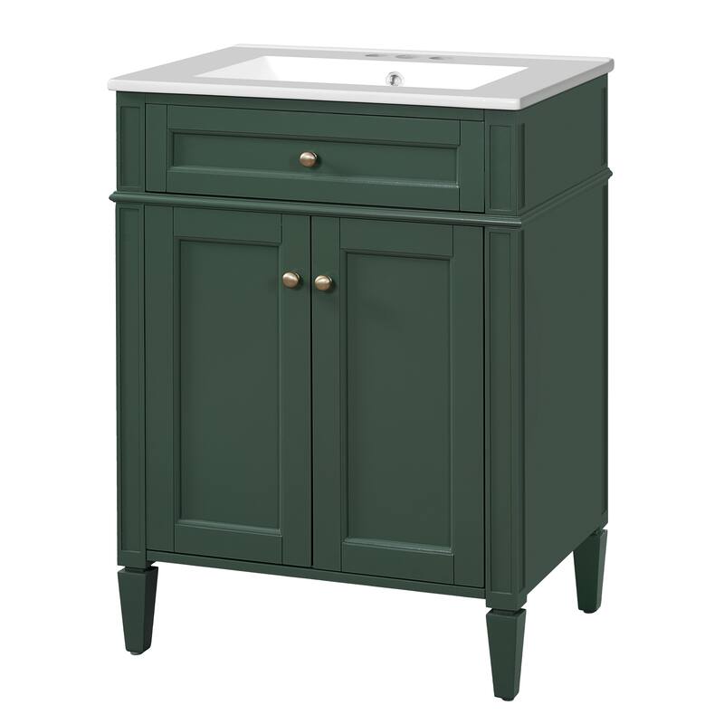 Bathroom Vanity with Sink, Bathroom Cabinet with Tip-Out Drawer, Adjustable Shelf & 2 Doors, Small Bathroom Storage Cabinet