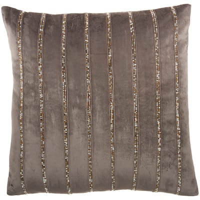 Mina Victory Sofia Modern Glam Velvet Beaded Stripe Throw Pillow