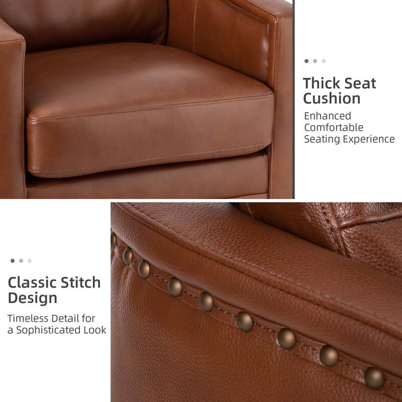 Jorge 28.74" Wide Genuine Leather Swivel Chair Set of 2