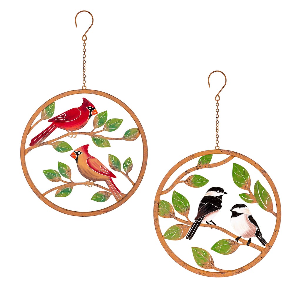 12" Diameter Rustic Friends Hand Painted Hanging Decor, Set of 2