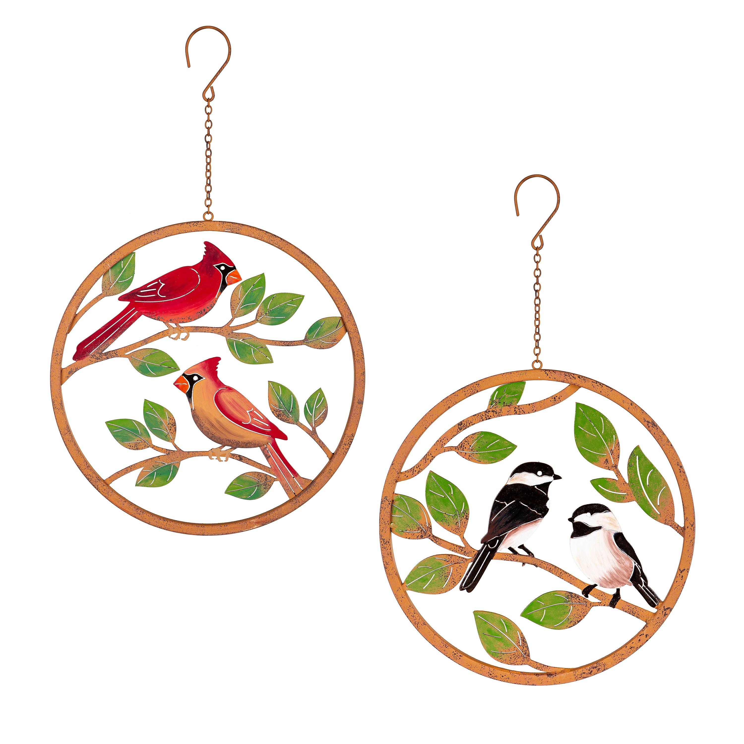 12" Diameter Rustic Friends Hand Painted Hanging Decor, Set of 2