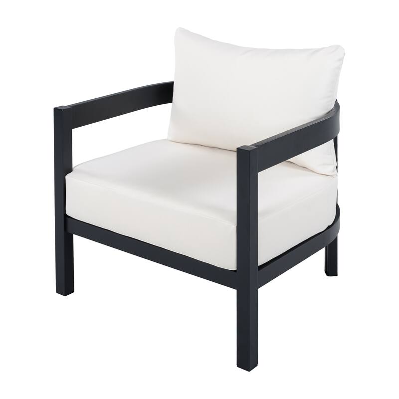 Christopher Knight Home - Modern 4-Piece Outdoor Aluminum Patio Conversation Set with Oval Glass Coffee Table & Cushions