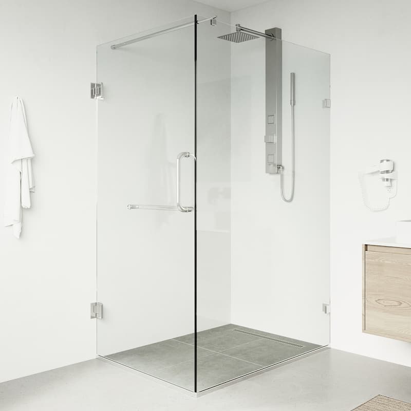 VIGO Pacifica 46"D x 34"W x 73"H Frameless Hinged Shower Enclosure - Chrome