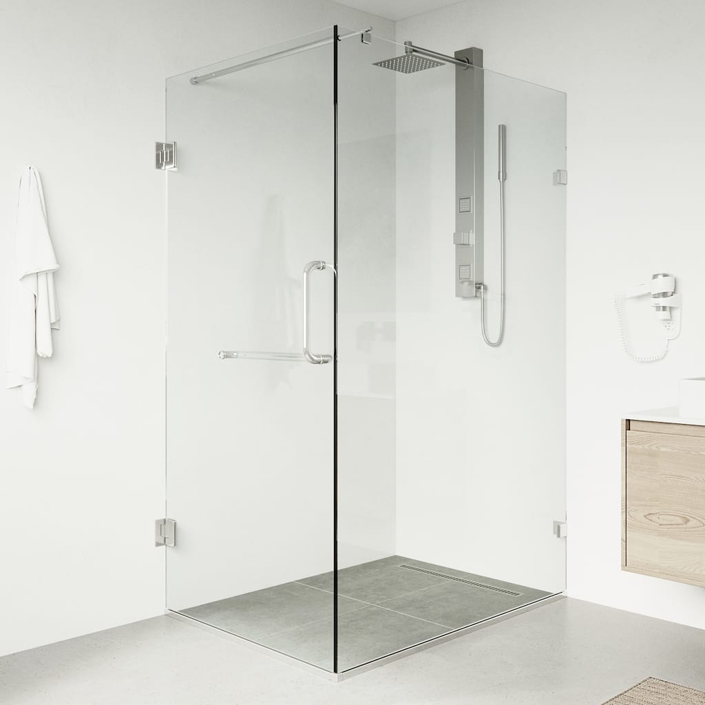 VIGO Pacifica 46"D x 34"W x 73"H Frameless Hinged Shower Enclosure