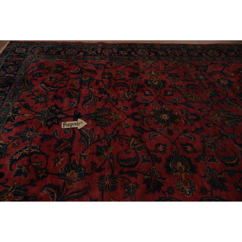 Hand Knotted Oriental 100% Wool Carpet Traditional Floral Pink Bidjar Area Rug - 9' 11'' X 7' 9''