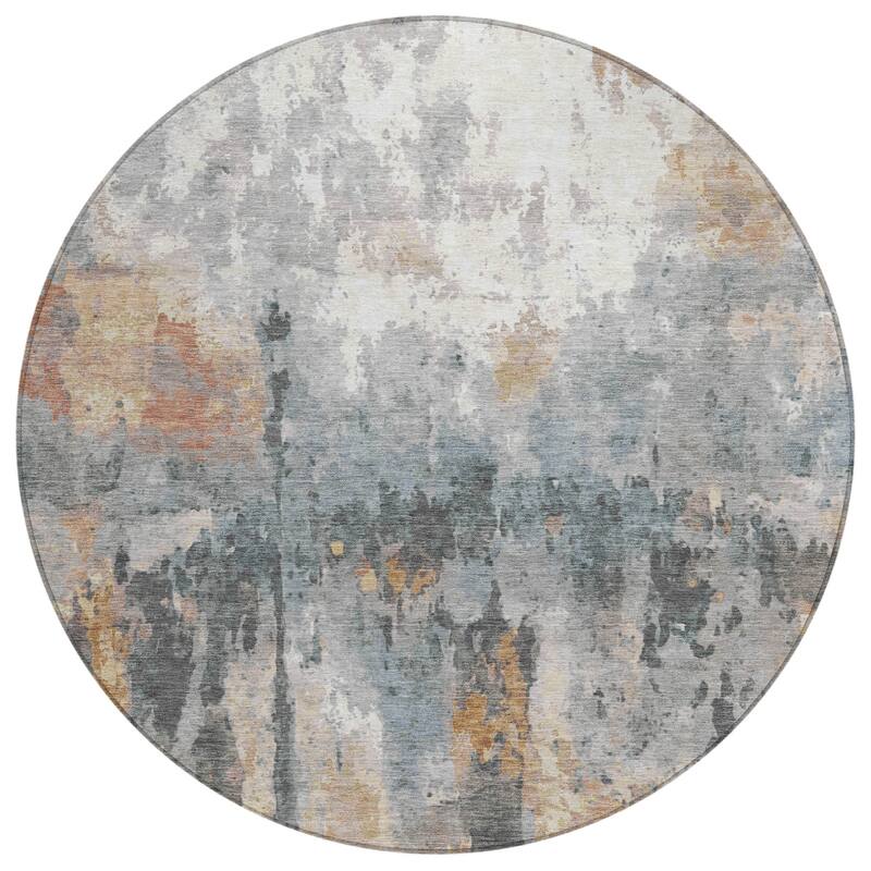 Machine Washable Indoor/ Outdoor Abstract Modern Chantille Rug
