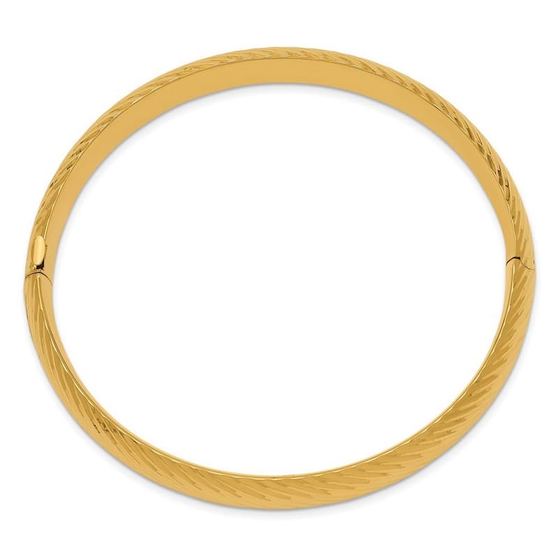 Curata 14k Yellow Gold 7/16 Textured Cuff Stackable Bangle Bracelet