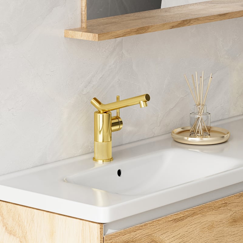8"H Solid Brass Creative Single Handle Single Hole Bathroom Sink Faucet