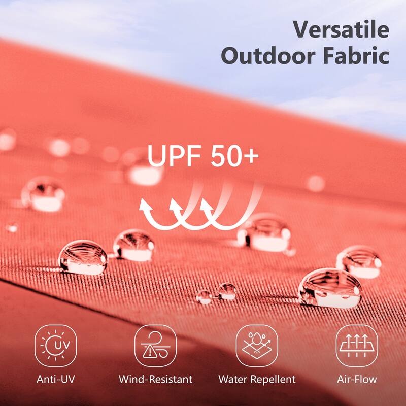 MAISON ARTS 8-Piece Outdoor Dining Set with 13ft Umbrella, Metal Rectangle Table & 6 Stackable Chairs