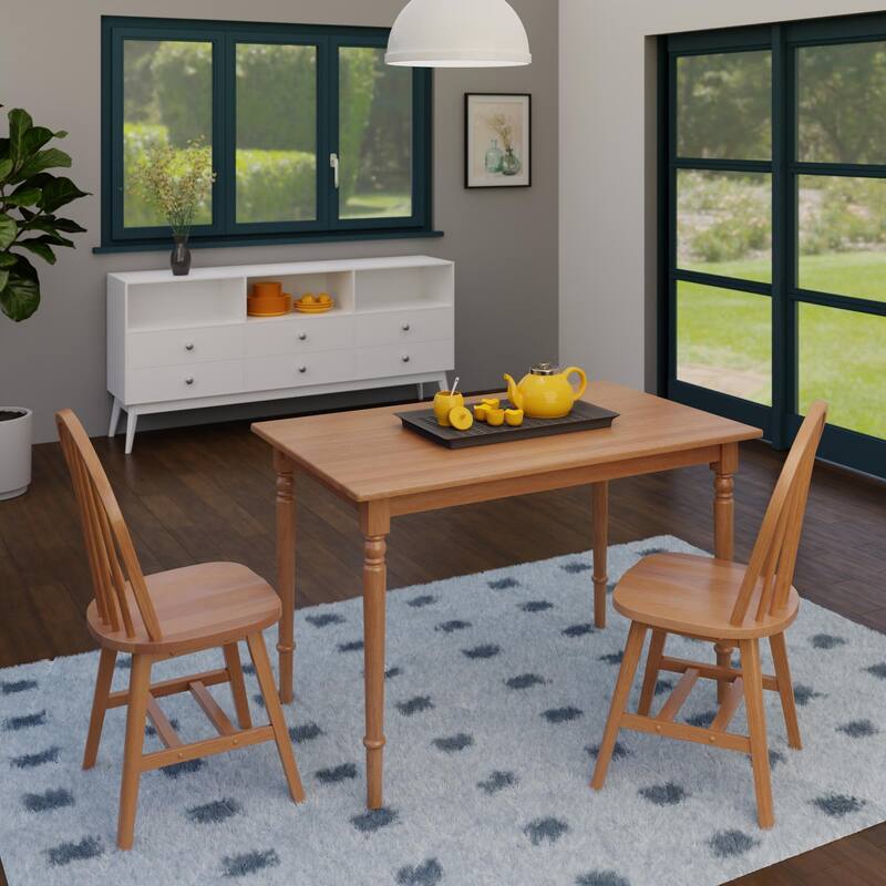 3-Piece Wooden Dining Table and Chairs - 47.25" - Brown