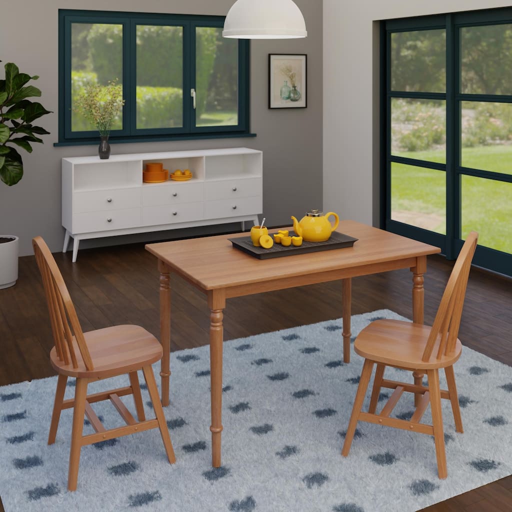 3-Piece Wooden Dining Table and Chairs - 47.25" - Brown