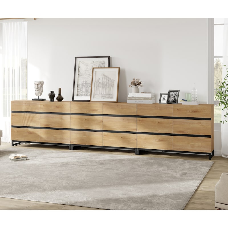 WAMPAT Modern Buffet Sideboards, Sideboard Buffet Cabinet with 6 Drawers , Coffee Bar Storage Cabinet for Kitchen