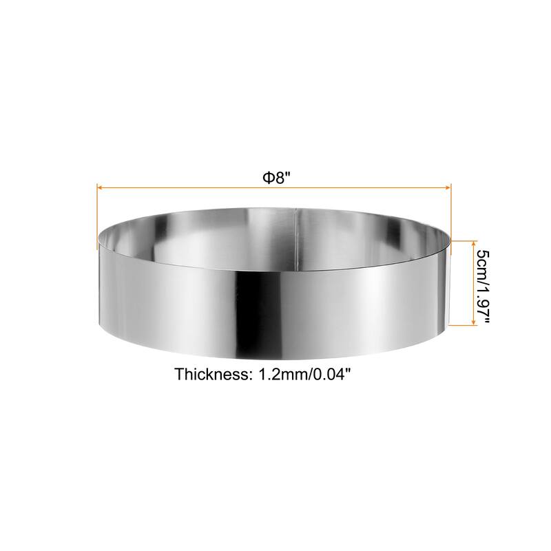 4PCS Round Cake Ring Stainless Steel Pastry Mousse Dessert Ring - 8 x 2 Inch