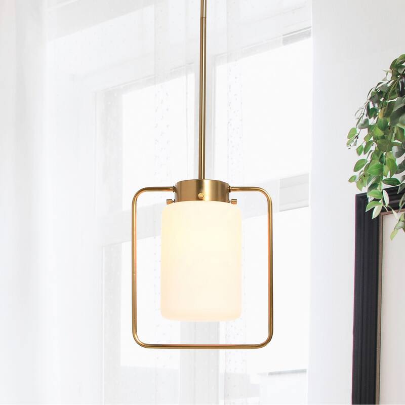 Robert Stevenson Lighting Ezra - Metal and Frosted Glass Ceiling Light - Brushed Brass
