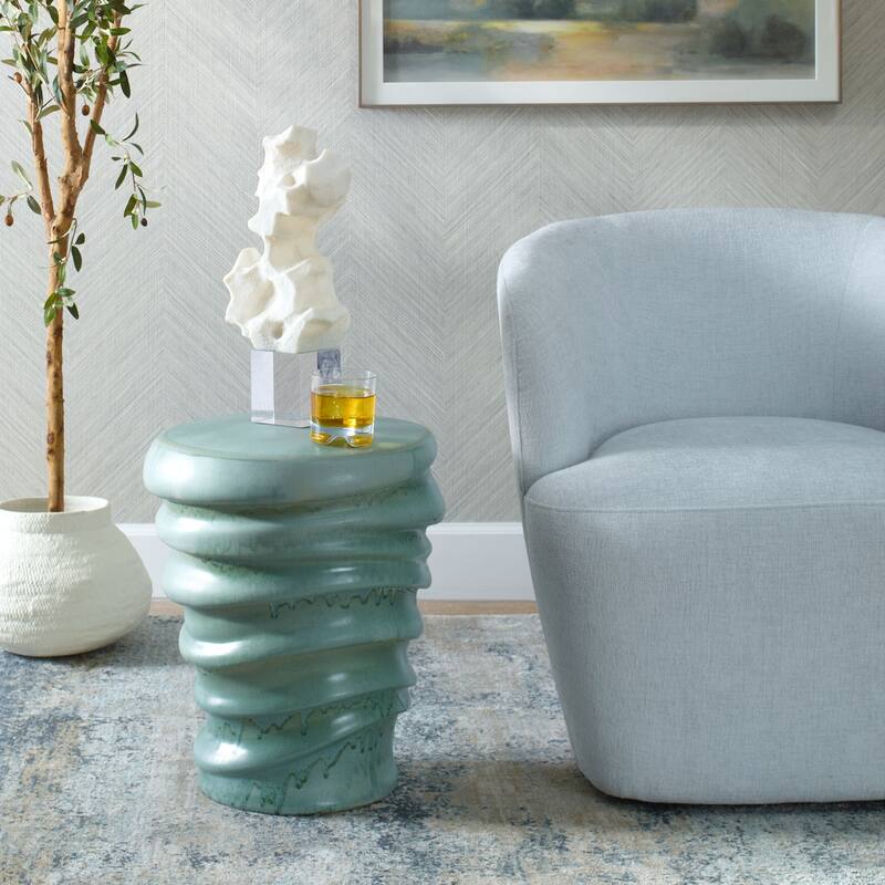 Curled Outdoor Garden Stool - 17.75" - Aqua