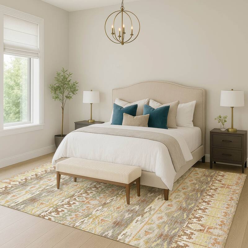 Machine Washable Indoor/ Outdoor Global Haswell Chantille Rug