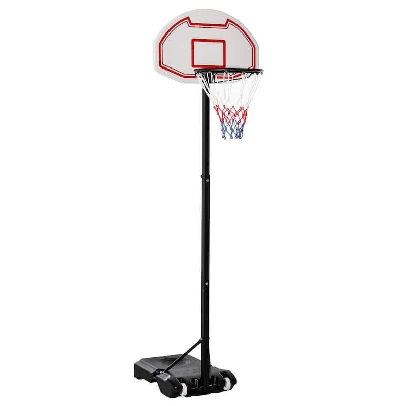 Portable Basketball Hoop Stand 5.1-6.9ft Height-Adjustable with 29'' Backboard Wheels for Indoor Outdoor White - White