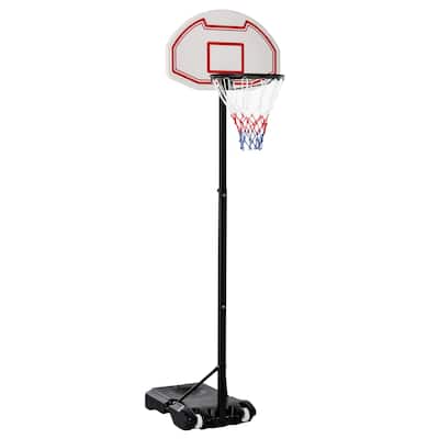 Portable Basketball Hoop Stand 5.1-6.9ft Height-Adjustable with 29'' Backboard Wheels for Indoor Outdoor White