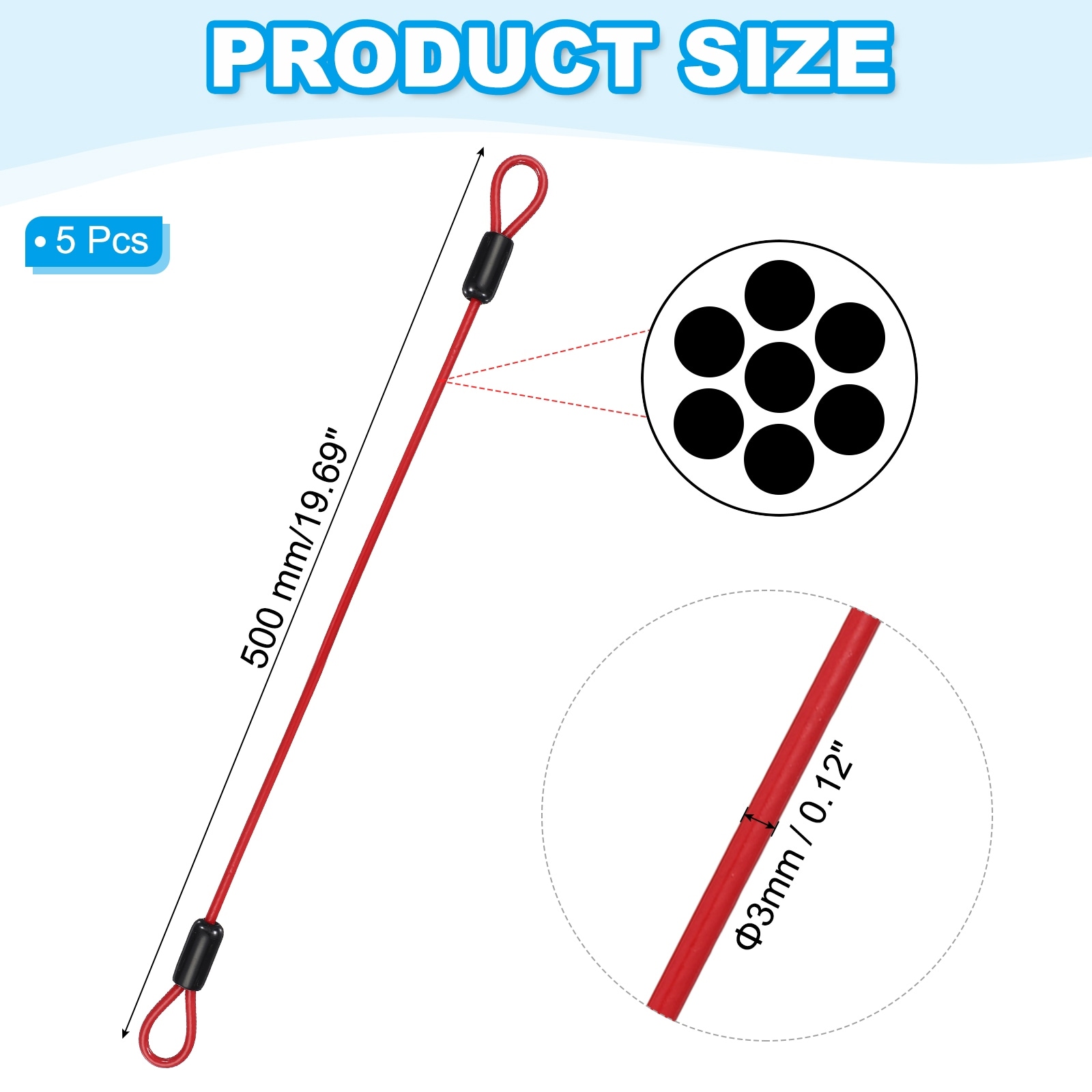 Vinyl Coated Stainless Steel Cable with Loops Flexible Wire Rope Security Chain Lanyard Lock for Outdoor Luggage Lock