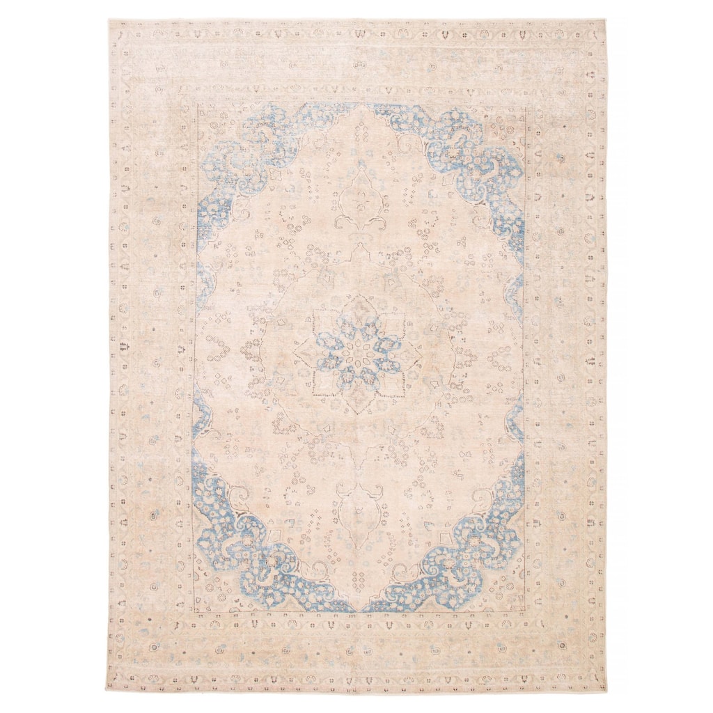 ECARPETGALLERY Hand-knotted Antalya Vintage Beige Wool Rug - 9'4 x 12'6
