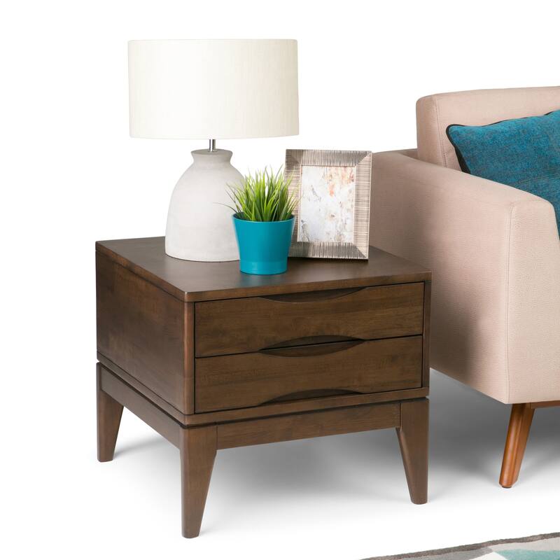 WYNDENHALL Pearson SOLID HARDWOOD 22 inch Wide Square End Side Table - 22 W x 22 D x 20 H - Walnut