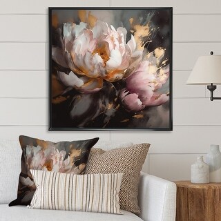 Designart "Peony Flower II" Floral Peony Framed Canvas Art Print - Bed ...