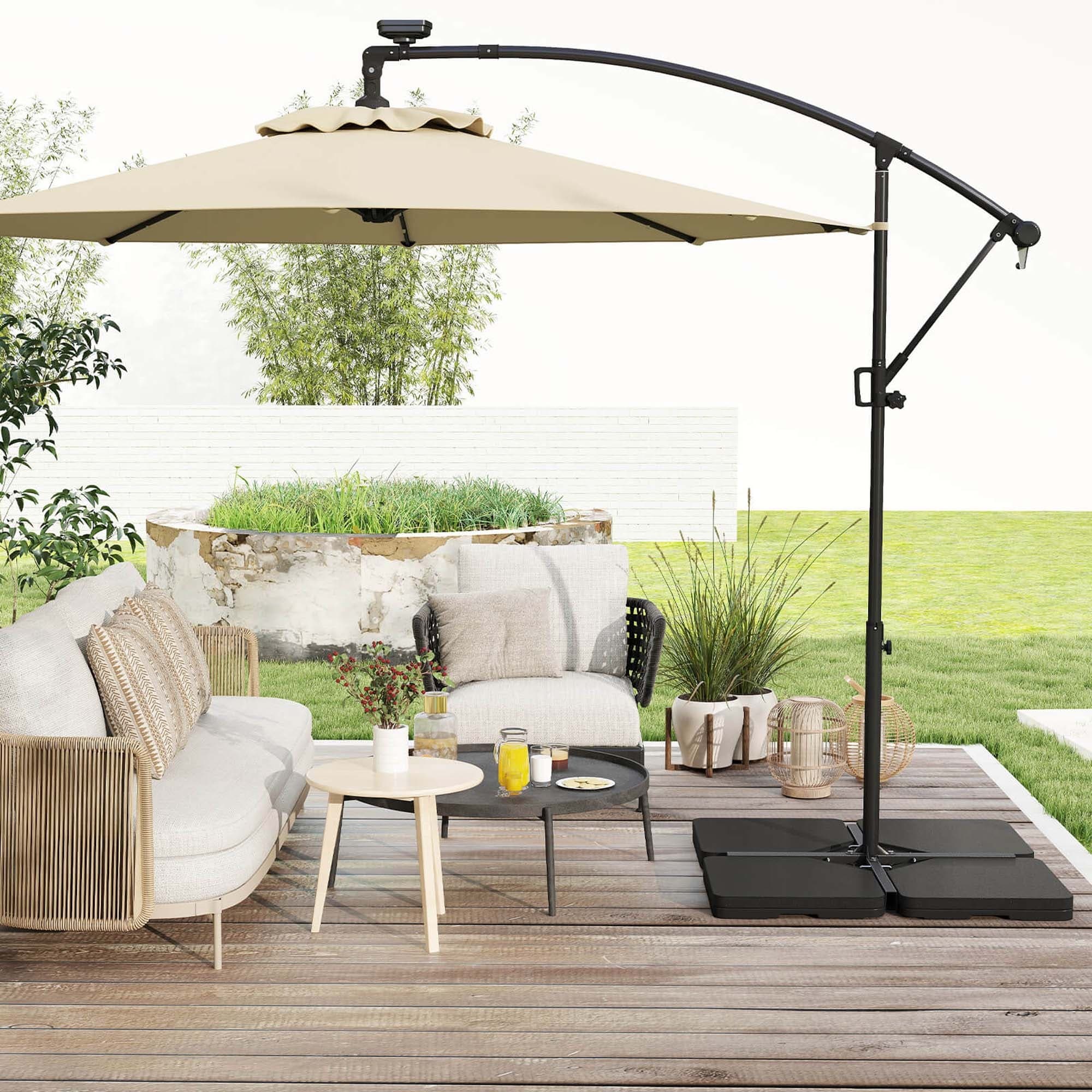 bcp 4 piece cantilever offset patio umbrella base 4-Piece Cantilever Stand 225 lbs Fillable Patio Offset Umbrella Base
