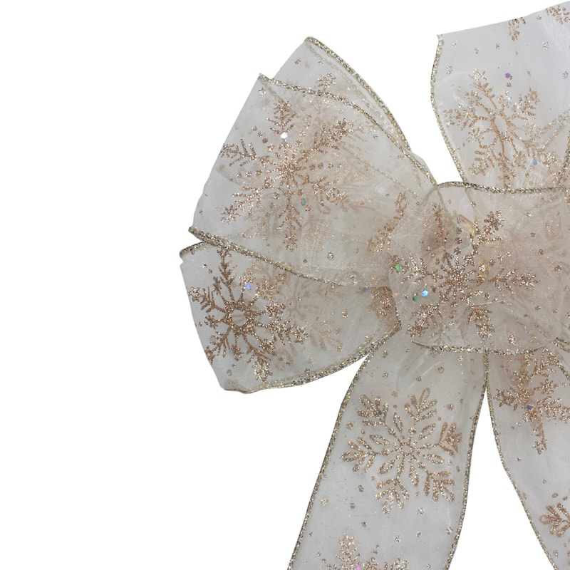 14" x 9" Snowflake 6 Loop Christmas Bow Decoration - 14" x 9"