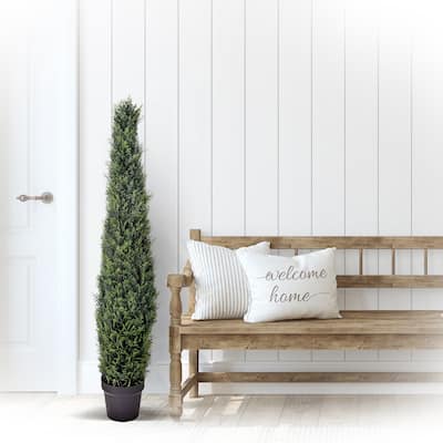 Potted Plastic Uv Treat Cypress Cone Topiary 48"