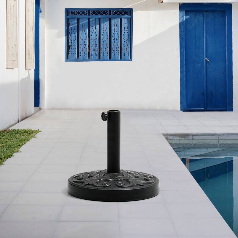 Pellebant 30 to 45 lbs Heavy Duty Patio Market Round Concrete Umbrella Base - Black-30lbs