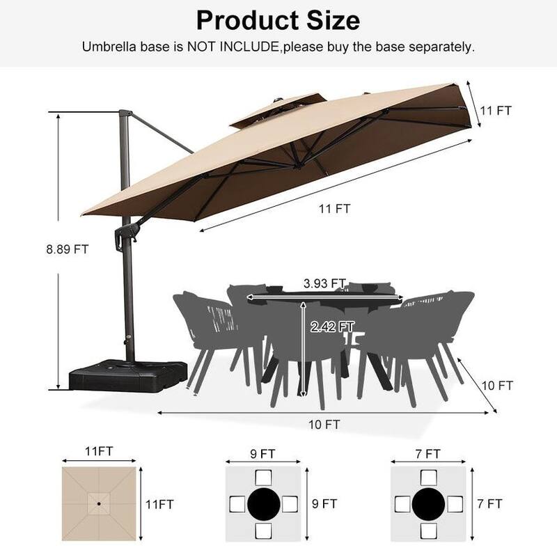 PURPLE LEAF Patio Cantilever Umbrella with 360 Degree Rotation UV Protection