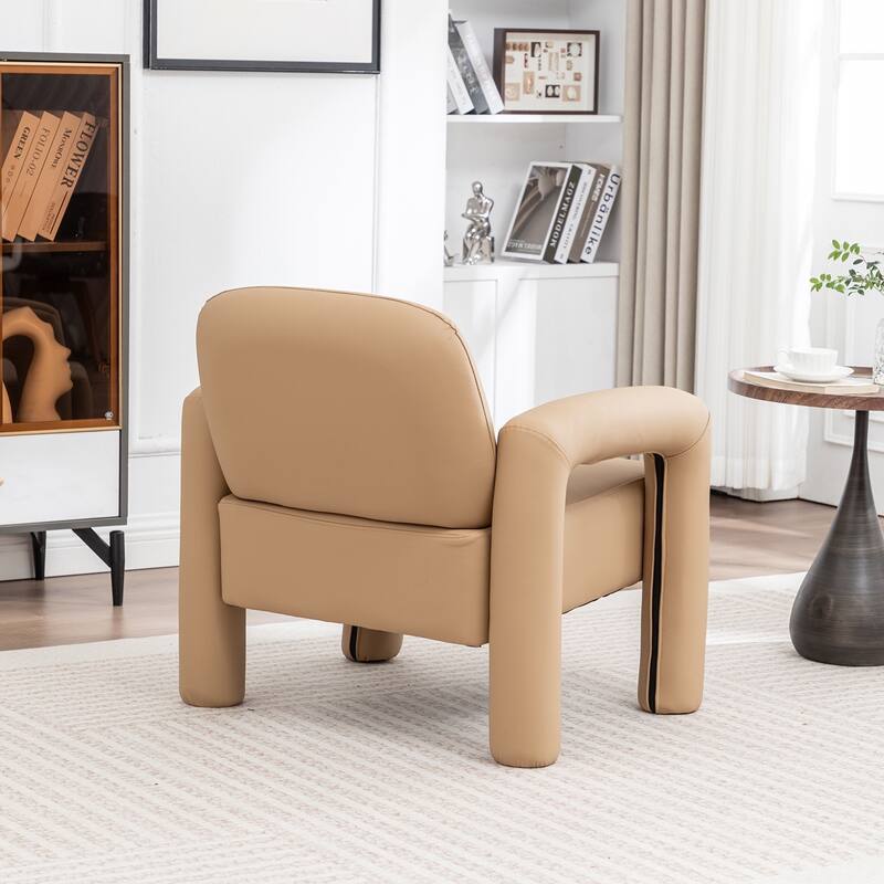 SEYNAR Modern PU Leather Accent Chair with Tubular Multifunctional Legs for Living Room