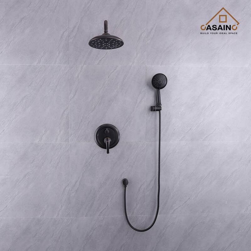 CASAINC Wall-mounted Rain Shower Faucet with Pressure Balanced Valve